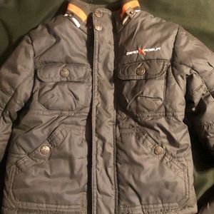 Army green coat, fleece lined with gloves. Excellent condition- size 12 months